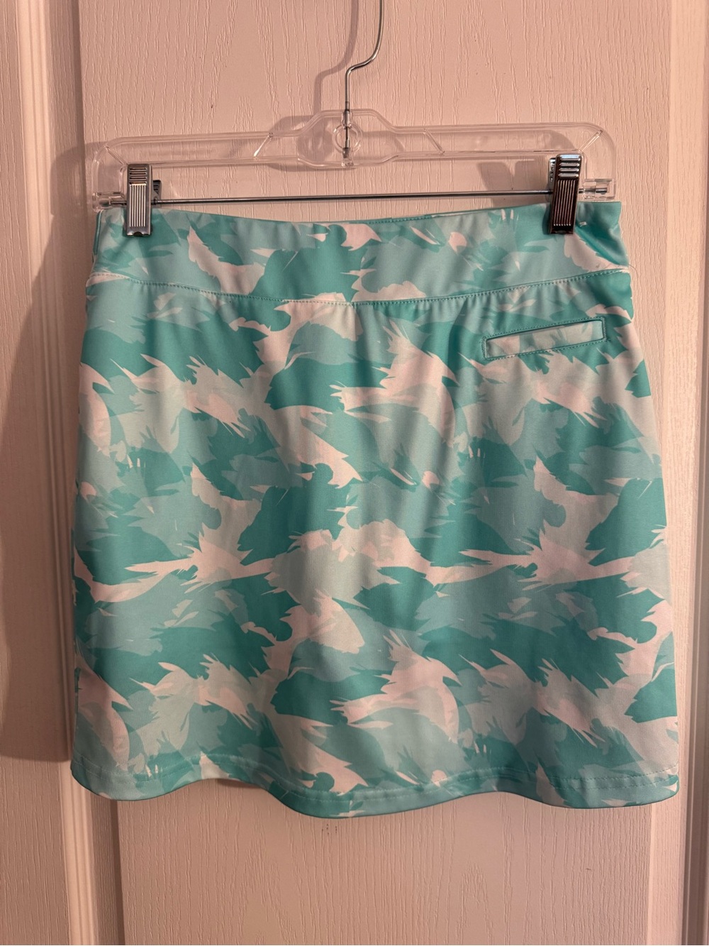Pebble Beach Aqua and White Printed A-Line Skirt